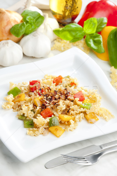 Stock photo: pasta with fried peppers and bacon