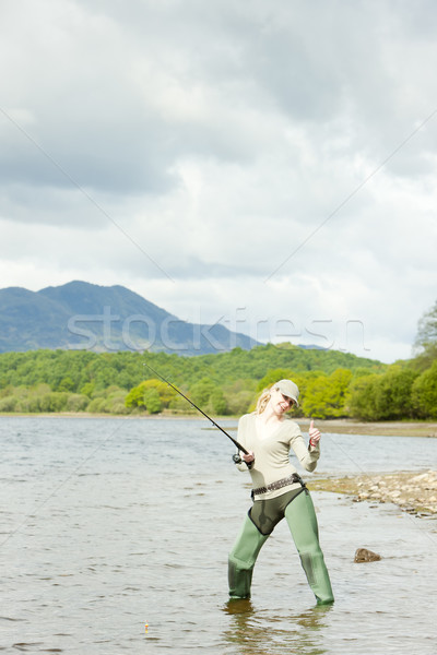 fishing woman, Loch Venachar, Trossachs, Scotland Stock photo © phbcz