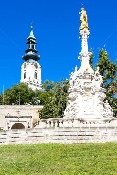 the plague column and castle in Nitra, Slovakia Stock photo © phbcz