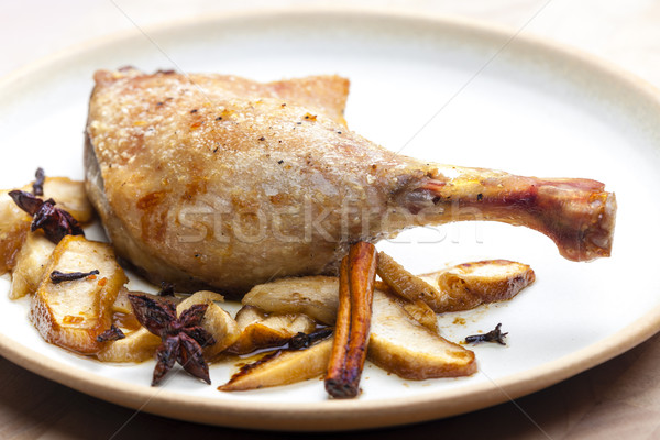 duck baked with apples Stock photo © phbcz