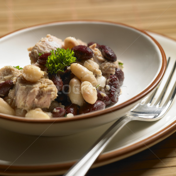 warm tuna salad with beans Stock photo © phbcz