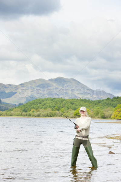 fishing woman, Loch Venachar, Trossachs, Scotland Stock photo © phbcz