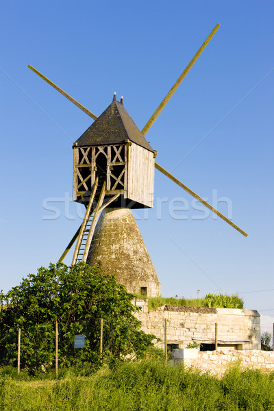 windmill near Montsoreau, Pays-de-la-Loire, France Stock photo © phbcz