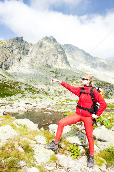 woman backpacker at Five Spis Tarns, Vysoke Tatry (High Tatras), Stock photo © phbcz