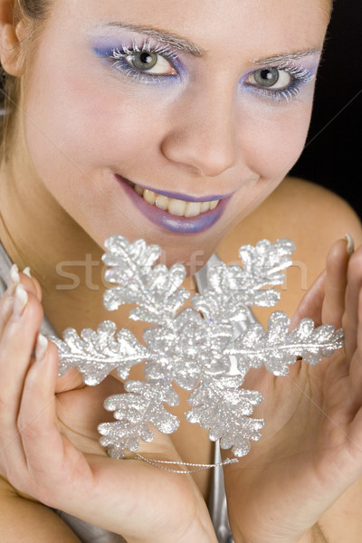portrait of woman with snowflake Stock photo © phbcz