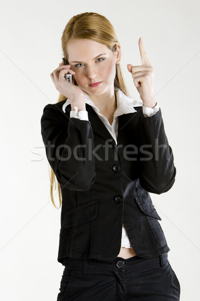 Portré üzletasszony nő telefon munka dolgozik Stock fotó © phbcz