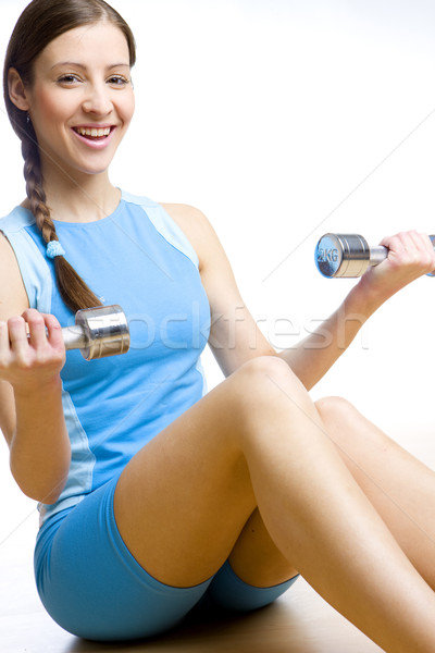 [[stock_photo]]: Femme · muet · gymnase · santé · sport · détendre