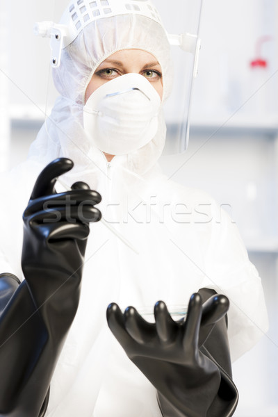 Fiatal nő visel ruházat laboratórium nők dolgozik Stock fotó © phbcz