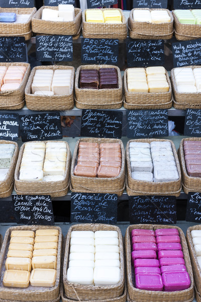 bars of soap, market in Forcalquier, Provence, France Stock photo © phbcz