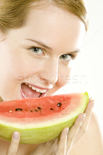 Stock photo: portrait of woman with melon