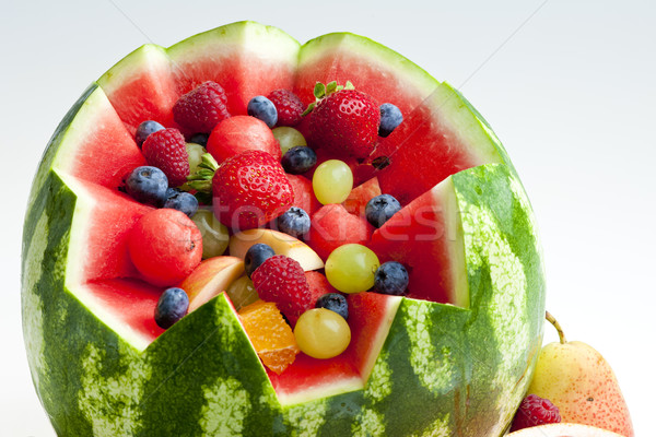 Salada de frutas água melão comida fruto morango Foto stock © phbcz