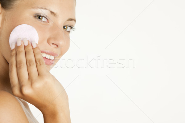 portrait of young woman with cotton pad Stock photo © phbcz