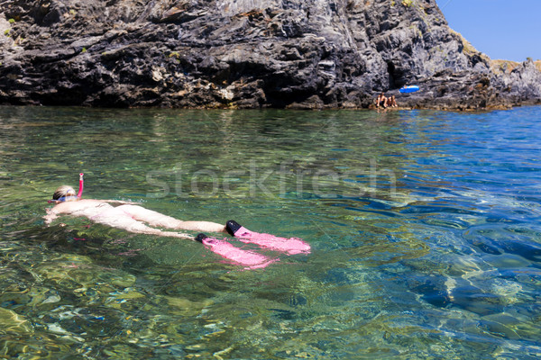 şnorkel akdeniz deniz Fransa kadın yaz Stok fotoğraf © phbcz