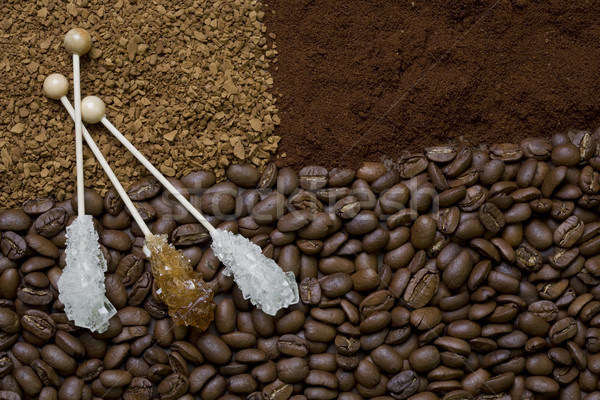 still life of coffee and candy sugar Stock photo © phbcz