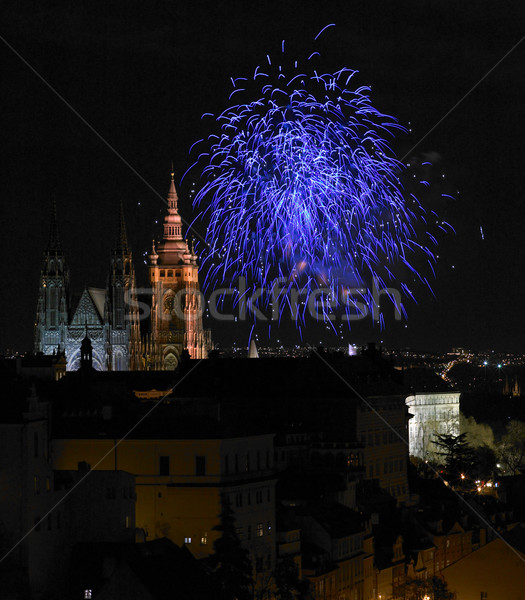 New Year's fireworks, Hradcany, Prague, Czech Republic Stock photo © phbcz
