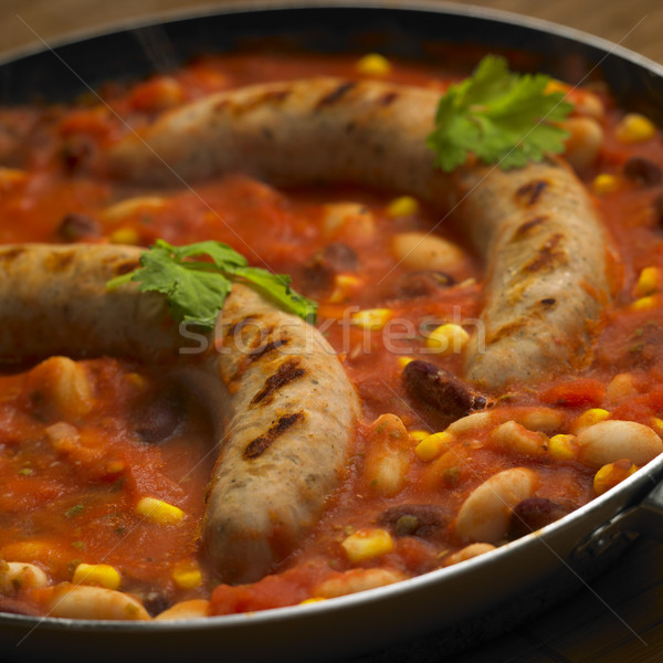 sausages with beans Stock photo © phbcz