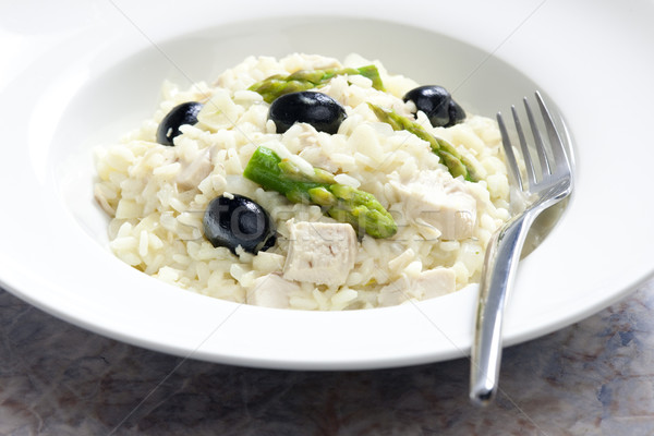 chicken rissoto with asparagus and olives Stock photo © phbcz