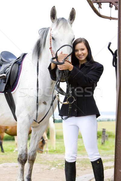equestrian with horse Stock photo © phbcz