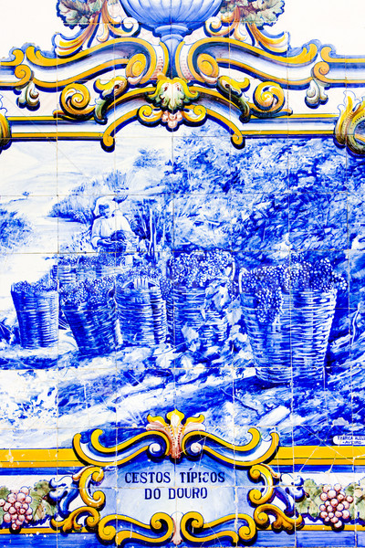 Piastrelle stazione ferroviaria valle Portogallo blu pittura Foto d'archivio © phbcz