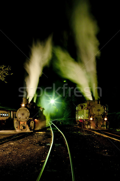 Stock photo: steam locomotives at night, Oskova, Bosnia and Hercegovina