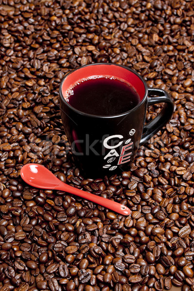 Foto d'archivio: Cup · caffè · chicchi · di · caffè · uno · rosolare