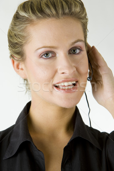 Opérateur femme téléphone travaux micro travail [[stock_photo]] © phbcz