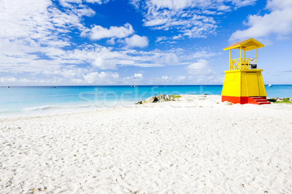 Cabine strand Barbados caribbean zee Stockfoto © phbcz