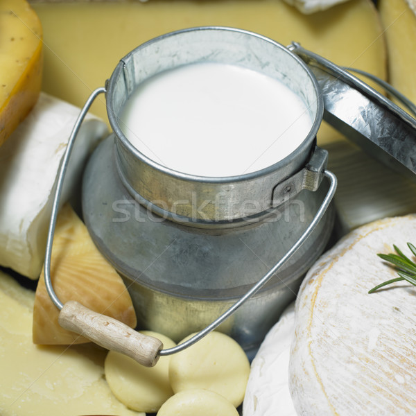 cheese still life with milk Stock photo © phbcz
