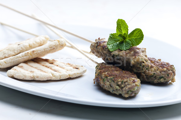 Baranina kebab mięty pita chleba mięsa Zdjęcia stock © phbcz