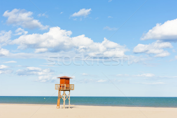 lifeguard cabin on the beach in Narbonne Plage, Languedoc-Roussi Stock photo © phbcz