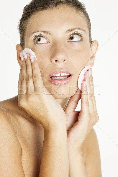 portrait of young woman with cotton pads Stock photo © phbcz