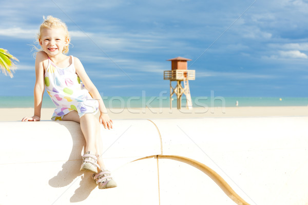 little girl on the beach in Narbonne Plage, Languedoc-Roussillon Stock photo © phbcz
