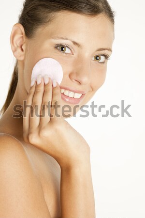 portrait of young woman with cotton pad Stock photo © phbcz