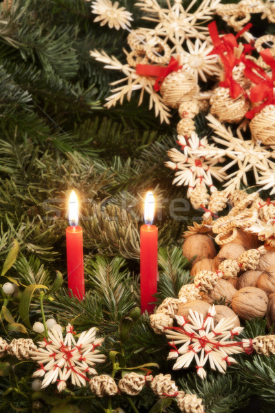 Christmas still life with candles Stock photo © phbcz