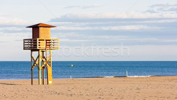 lifeguard cabin on the beach in Narbonne Plage, Languedoc-Roussi Stock photo © phbcz