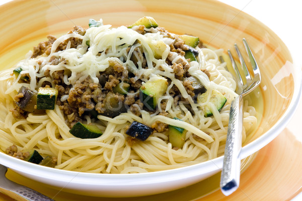 Stock photo: mixture of minced meat, zucchini and egg-plan