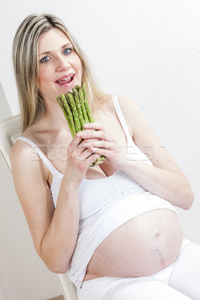 肖像 孕婦 綠色 蘆筍 食品 商業照片 © phbcz