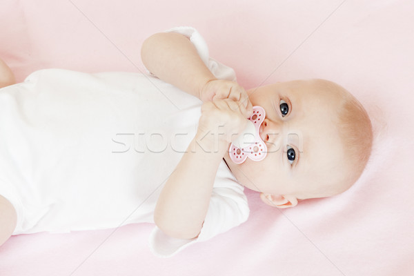 portrait of three months old baby girl Stock photo © phbcz