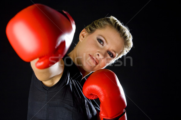 woman with boxing gloves Stock photo © phbcz