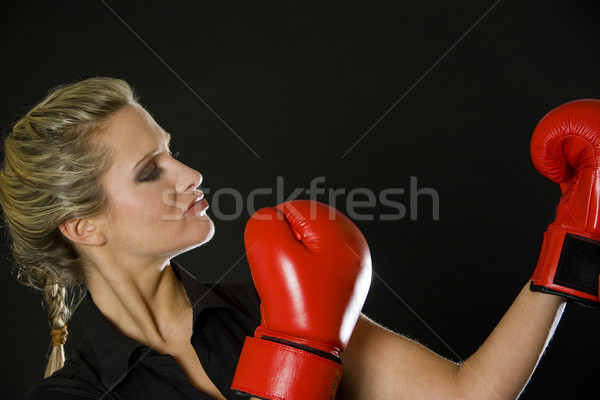 Femme gants de boxe sport train exercice rouge [[stock_photo]] © phbcz