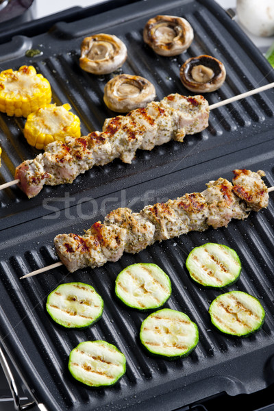 Zdjęcia stock: Mięsa · warzyw · elektryczne · grill · grzyby · grill