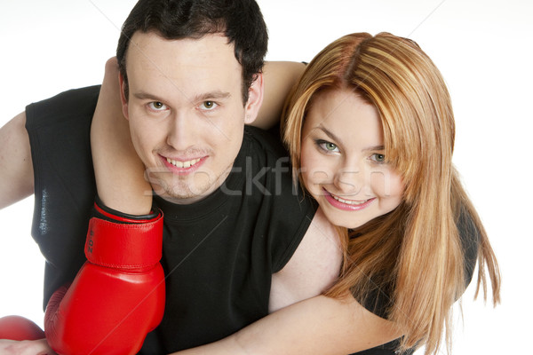 Portrait couple gants de boxe femme homme couples [[stock_photo]] © phbcz