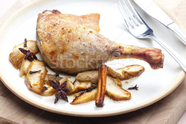 duck baked with apples Stock photo © phbcz