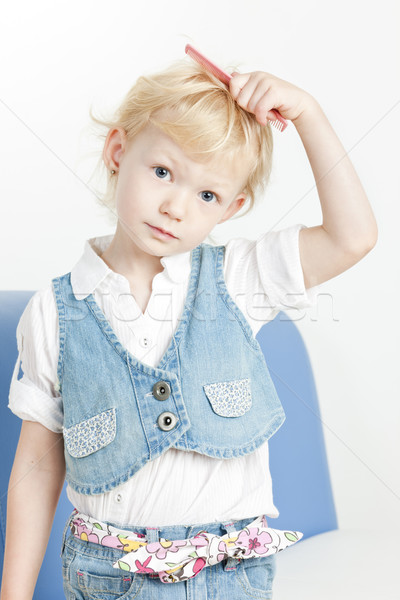 Stock photo: portrait of combing little girl
