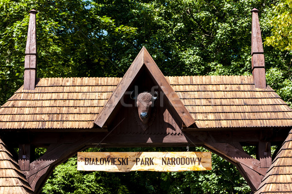 gate of Bialowieski national park, Podlaskie Voivodeship, Poland Stock photo © phbcz
