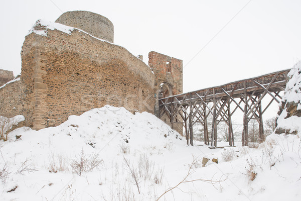 城 冬 チェコ共和国 雪 旅行 建物 ストックフォト © phbcz