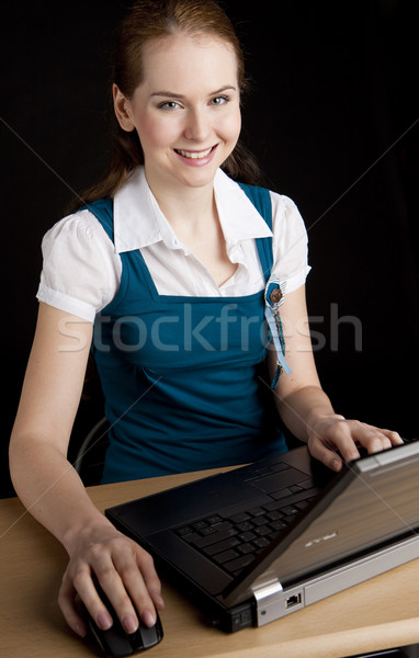 Işkadını defter bilgisayar kadın ofis çalışmak Stok fotoğraf © phbcz