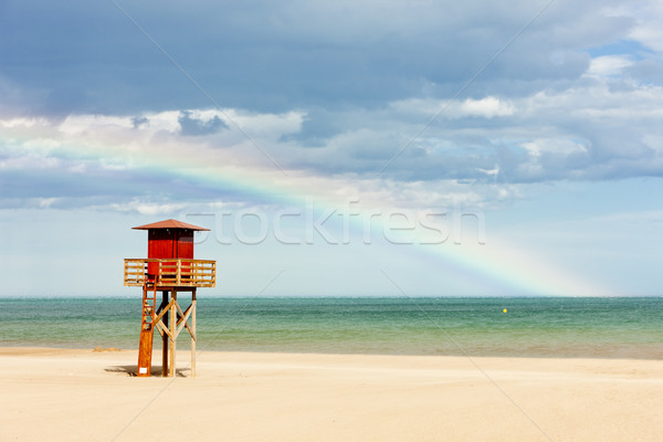 lifeguard cabin on the beach in Narbonne Plage, Languedoc-Roussi Stock photo © phbcz
