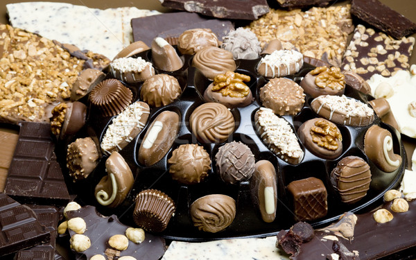 Chocolate bares cuadro dulces nueces insalubre Foto stock © phbcz