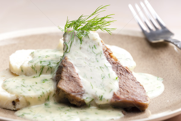 dill sauce with beef meat Stock photo © phbcz